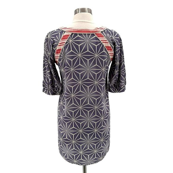 Geren Ford Silk Boho Blue Red Tunic Dress Womens Medium - Picture 4 of 6